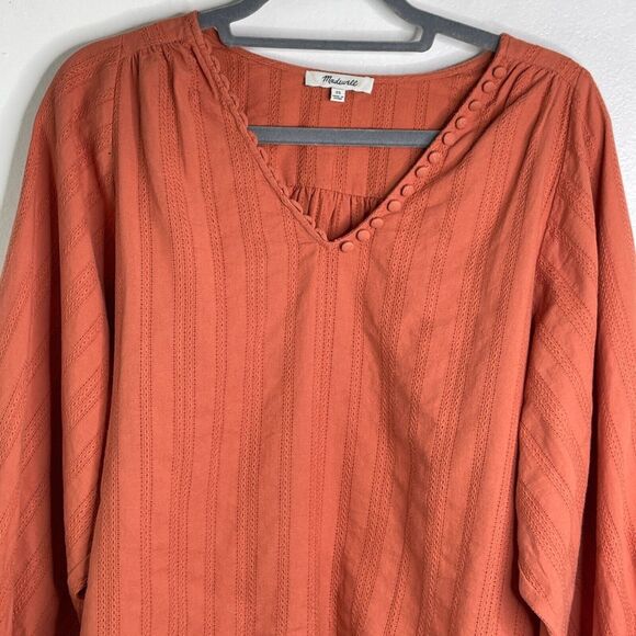 Madewell Raglan Peasant Stripe Orange Boho Oversized Top Women's Size XS - Picture 4 of 8